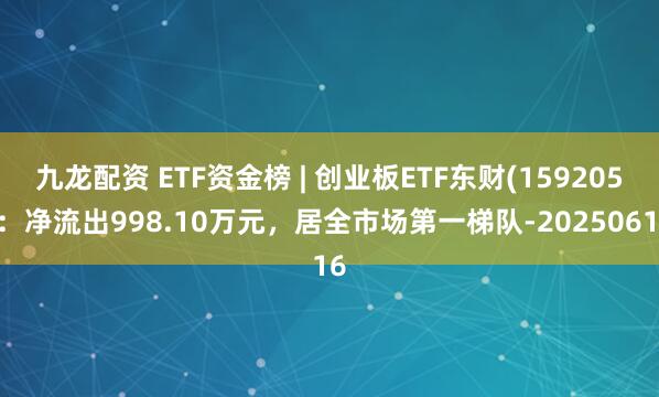 九龙配资 ETF资金榜 | 创业板ETF东财(159205)：净流出998.10万元，居全市场第一梯队-20250616