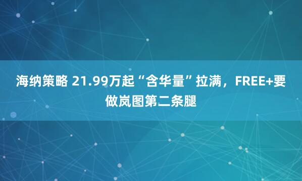 海纳策略 21.99万起“含华量”拉满，FREE+要做岚图第二条腿